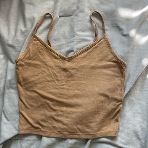 Tan V Neck Spaghetti Strap Crop Top | Forever 21